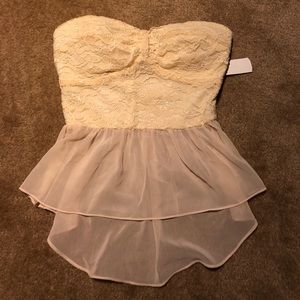 NWT Zinga Cream Strapless Top Size S